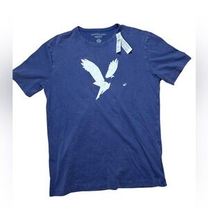 American Eagle NEW Mens S Super Soft Blue Distressed Logo Short Sleeve T-Shirt